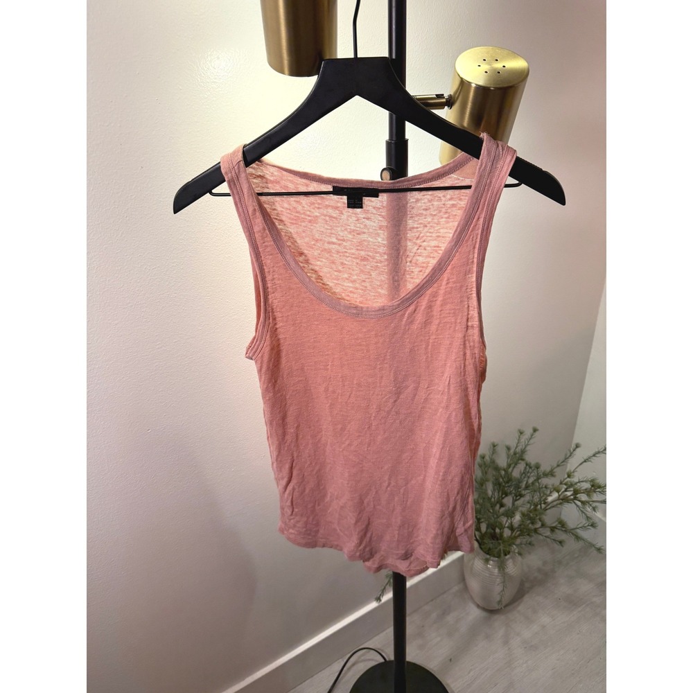 Esmara Womens Pink 100% Linen Scoop Neck Tank Top Slub Knit Relaxed Fit Small S